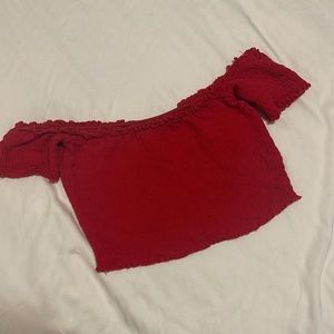 Red off the shoulder crop top